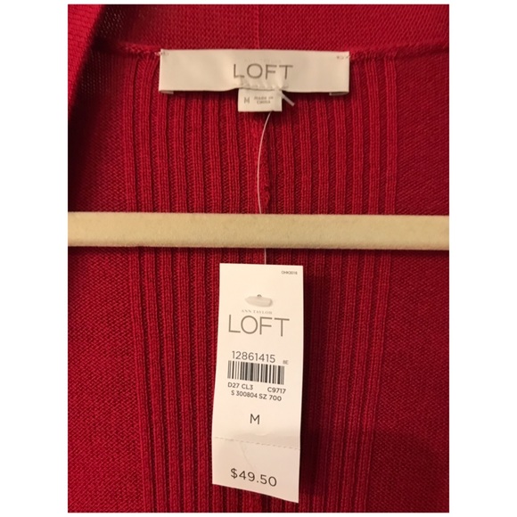 Ann Taylor Loft Cardigan Sweater Open Front Red - Picture 6 of 8